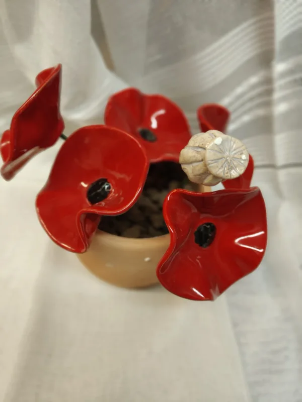 Czerwone maki ceramiczne